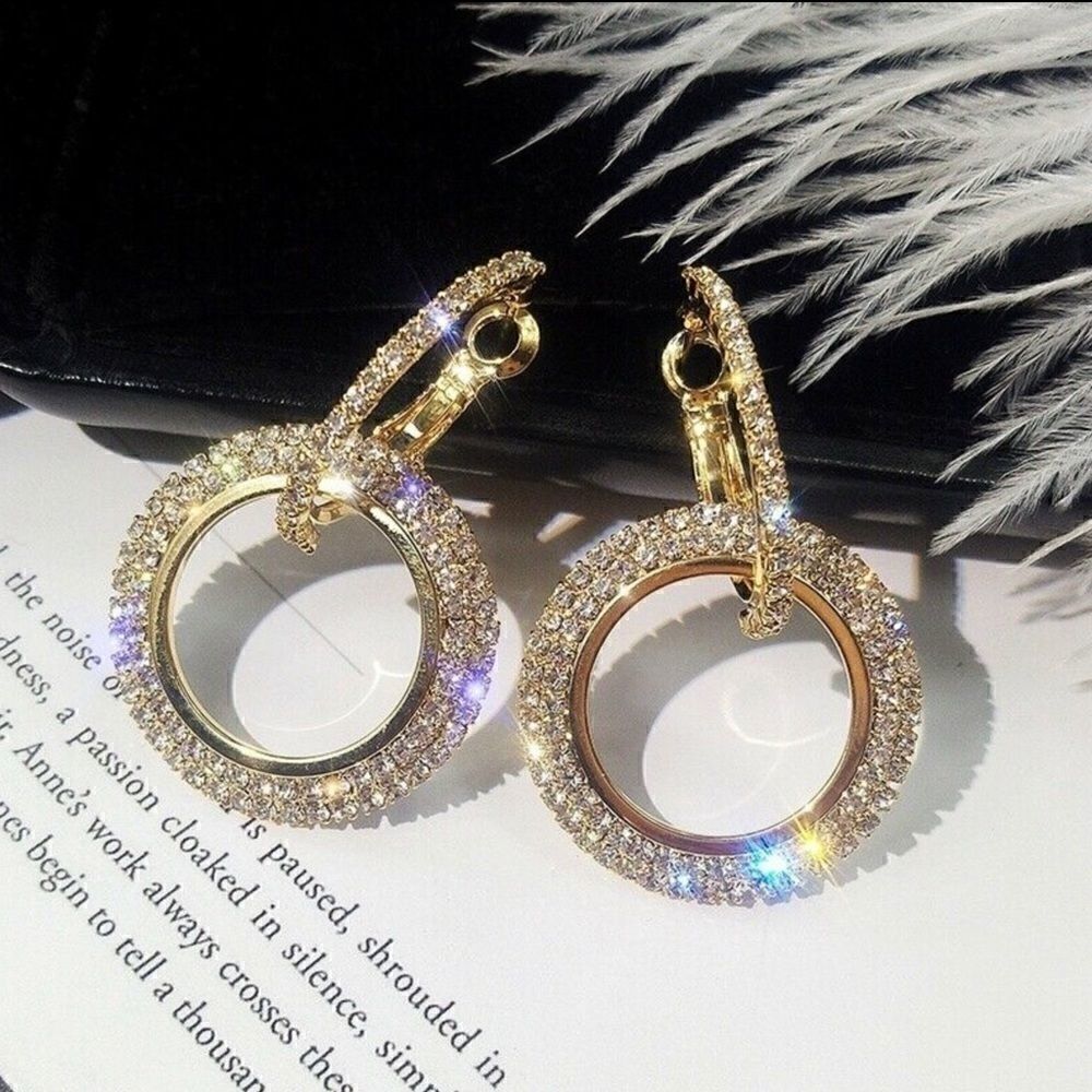 Gold Crystal Hoop Drop Earrings - Elegant Women’s Earrings